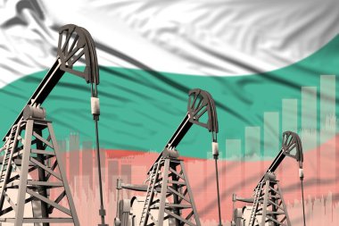 Bulgaristan petrol ve petrol sanayii kavramı, Bulgaristan hakkında sanayi illüstrasyonu. 3B Görüntü