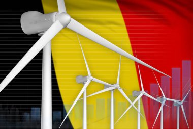 Belçika rüzgar enerjisi dijital grafik konsepti - modern enerji endüstriyel illüstrasyon. 3B Görüntü