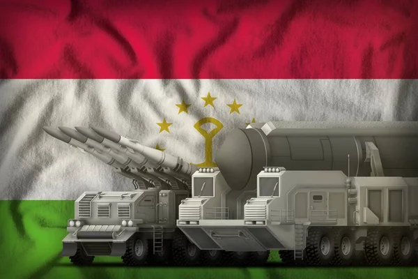 Tádzsikisztán Zászlós Hátterű Rakétaerők Tádzsikisztán Rakéta Haderő Koncepció Illusztráció — Stock Fotó