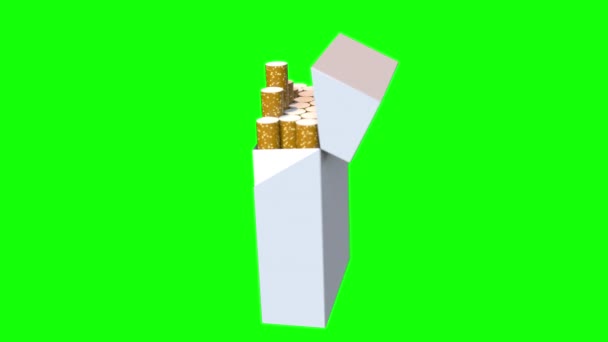 タバコパック孤立 タバコの概念の害 ループ可能な4K Fpsの3Dアニメーション — ストック動画