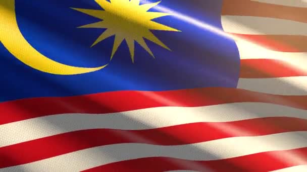 60Fps Brillante Terciopelo Brillante Bandera Malasia Ondeando Fondo Uhd Animación — Vídeos de Stock
