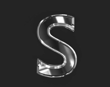 Beyaz parıltılı şeffaf yazı tipi - S harfi koyu renkli, sembollerin 3 boyutlu çizimi