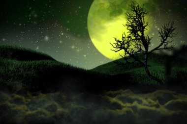 canlı tüyler ürpertici karanlık model - bokeh arkaplan tasarımı şablonu 3 boyutlu resimleme yumuşak odaklı parlayan mum konsepti