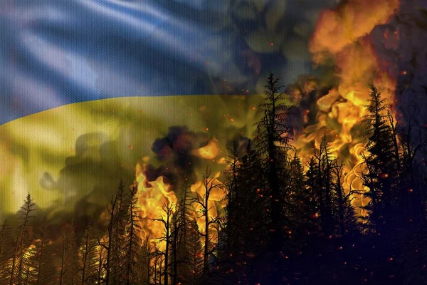 Erdő Tűz Harc Koncepció Természeti Katasztrófa Lángoló Tűz Erdőben Ukrajna — Stock Fotó