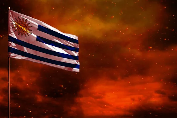 Fluttering Uruguay Flag Mockup Κενό Χώρο Για Δεδομένα Σας Σχετικά — Φωτογραφία Αρχείου