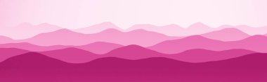 Dağların sanatsal pembe panoramik görüntüsü bulutlardaki yamaçlar dijital grafik dokusu arkaplan illüstrasyonu