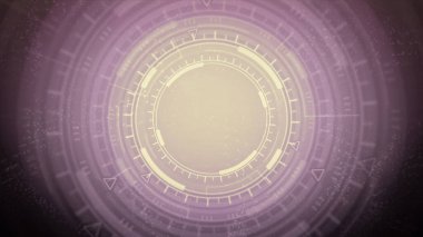 Üç boyutlu soyut illüstrasyon - hareket eden hud veya ui dairelerinin renkli siber soyut arka planı, bilim konsepti