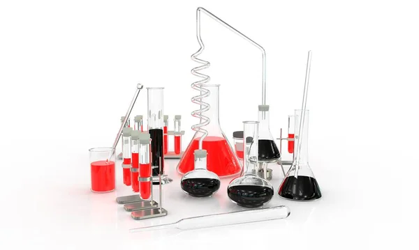 Illustration Objects Lab Test Tubes Various Chemistry Glassware Red Black — Stock Photo, Image
