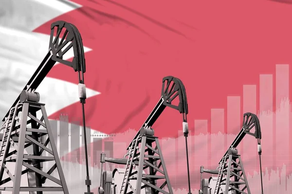 Bahrain Und Ölindustrie Konzept Industrielle Illustration Auf Bahrain Flagge Hintergrund — Stockfoto