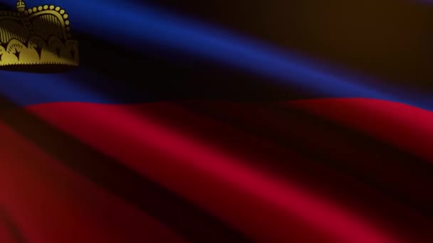 60Fps Dark Liechtenstein Flag Fabric Texture Waving Background Uhd Seamless — Stock video
