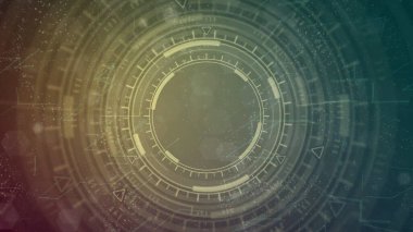 Hareket eden ui veya hud dairelerinin çok renkli modern soyut arkaplanı, teknoloji konsepti - soyut 3D görüntüleme