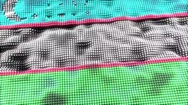 Web konsepti 60FPS Özbekistan pikseli bayrak dalgalanması, 3D 4K UHD düz döngüsüz canlandırma