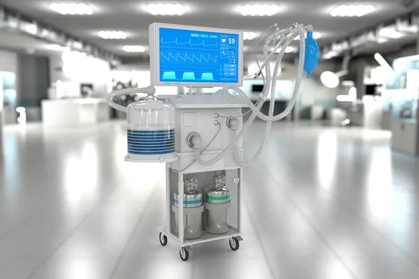 Ventilador Pulmonar Artificial Uti Com Design Fictício Hospital Brilhante Com — Fotografia de Stock