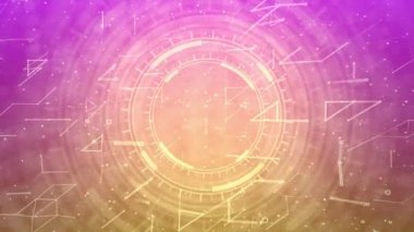 Hareketli UI dairelerinin renkli dijital soyut arkaplanı, bilim konsepti - 4K 60 fps 3D animasyon