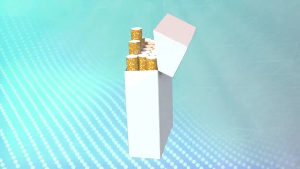 Fps Animasyon Dijital Arkaplanda Sigara Kutusu Tütün Konsepti Riski — Stok video