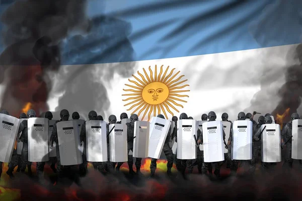 Argentína Rendőrség Erős Füst Tűz Védi Békés Embereket Demonstráció Ellen — Stock Fotó