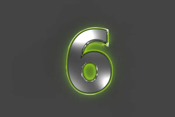 Grå Mässing Typsnitt Med Grönt Glansigt Glas Gjort Kontur Nummer — Stockfoto