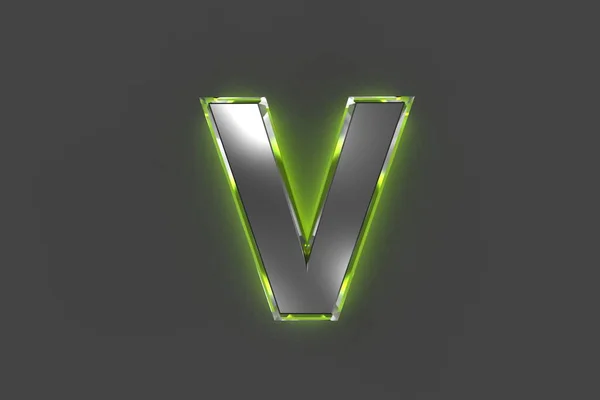 Alfabeto Metálico Gris Con Vidrio Brillante Verde Letra Aislada Sobre —  Fotos de Stock