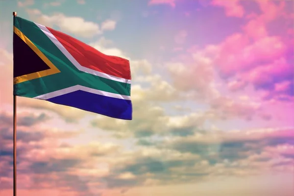 Fluttering Bandeira África Sul Mockup Com Lugar Para Seu Texto — Fotografia de Stock