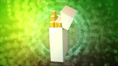 4K 60 fps 3D animation - cigarette box on cyber background - risk of cigarettes concept