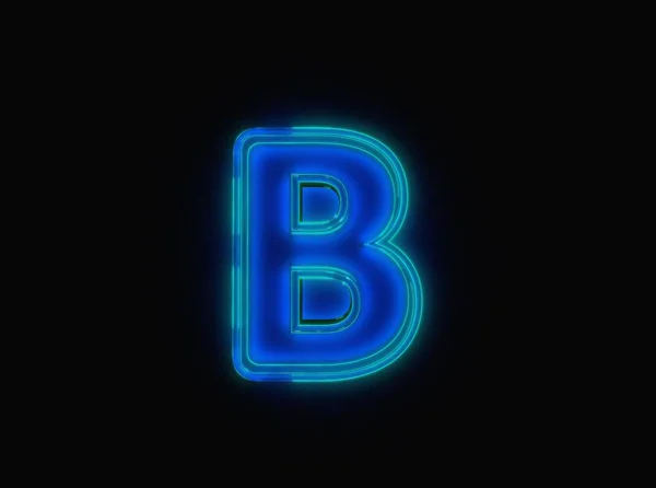 Blue Green Neon Light Glow Glassy Crystal Font Letter Isolated — Zdjęcie stockowe