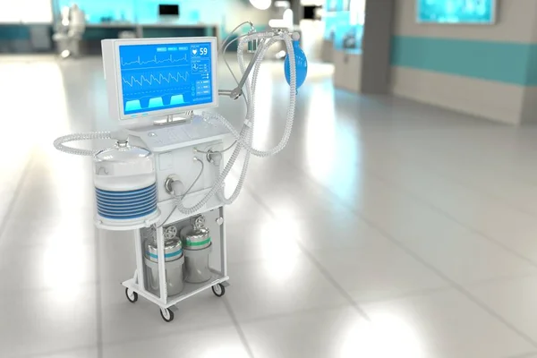 Icu Artificiell Lungrespirator Med Fiktiv Design Modern Klinik Med Selektivt — Stockfoto