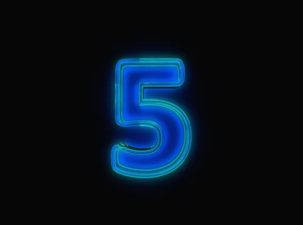 Blue Green Neon Light Glow Reflective Transparent Alphabet Number Isolated — Stok fotoğraf