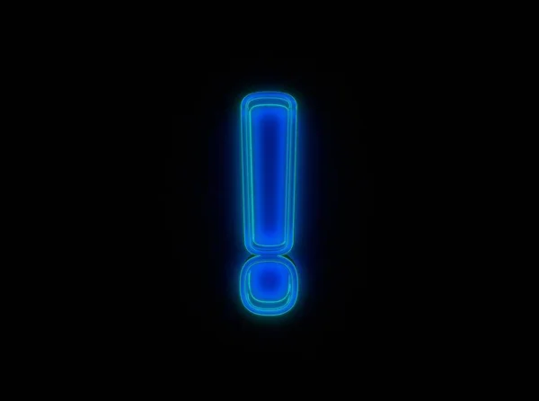 Blue Green Neon Light Glow Reflective Clear Alphabet Exclamation Point — Zdjęcie stockowe