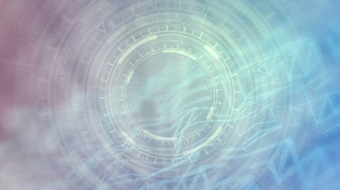 Abstract 3D illustration - vivid hi-tech abstract background of moving ui or hud circles, technology concept