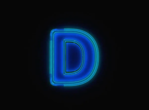 Blauw Groen Neon Licht Gloeien Glasachtig Helder Alfabet Letter Geïsoleerd — Stockfoto