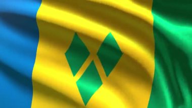 Festive 60FPS Saint Vincent and the Grenadines flag  waving on the wind 4k UHD 3d seamless loop animation