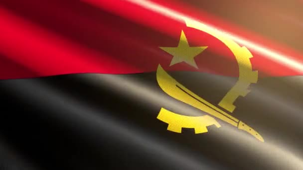 60Fps Brillante Terciopelo Brillante Bandera Angola Ondeando Fondo Uhd Animación — Vídeos de Stock