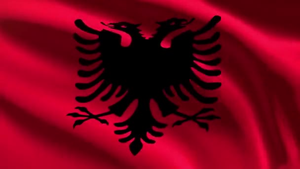 Флаг Албании 60Fps Ветру Uhd Безморская Анимация Loop — стоковое видео