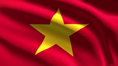60FPS Vietnam bayrağı rüzgarda dalgalanıyor 4k UHD 3d kusursuz döngü animasyonu