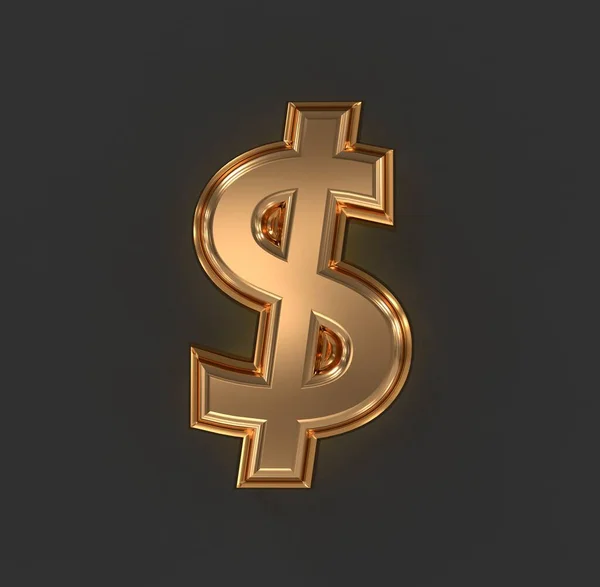 Verouderd Oranje Goud Koper Metallic Lettertype Dollar Peso Teken Geïsoleerd — Stockfoto