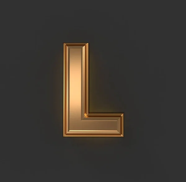 オレンジ色の金や銅の金属フォント 文字Lはグレーで区切られ 記号の3Dイラスト — ストック写真
