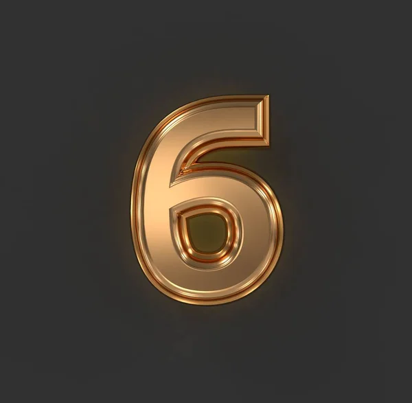 Font Vintage Oro Arancione Rame Ottonato Numero Isolato Sfondo Grigio — Foto Stock