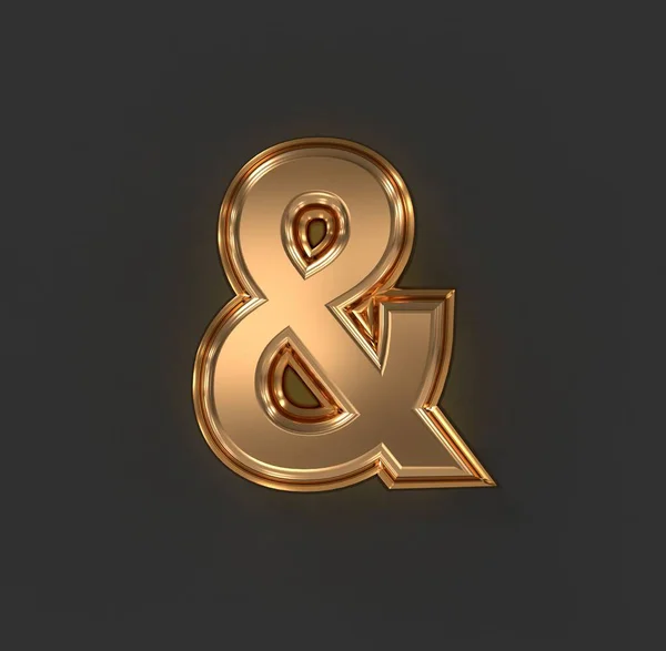 Vintage Orange Guld Eller Koppar Metalline Alfabetet Ampersand Isolerad Grå — Stockfoto