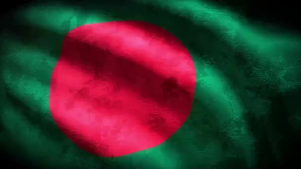 60Fps Важкий Темний Гранж Бангладеш Прапор Старою Вінтажною Текстурою Розмахуючи — стокове відео