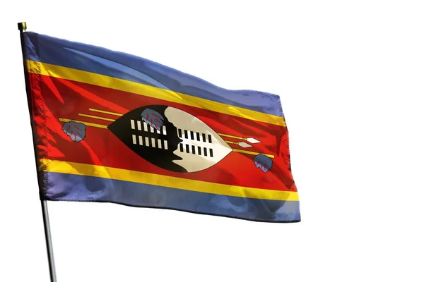 Zwevende Swaziland Vlag Geïsoleerd Witte Achtergrond — Stockfoto