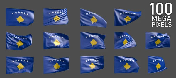 Muchas Fotos Diferentes Bandera Kosovo Aisladas Sobre Fondo Gris Ilustración —  Fotos de Stock