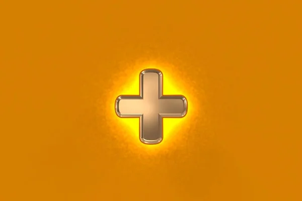 黄光嘈杂的黄铜或陈腐的金色黄铜色字母 外加橙色 三维符号图解的隔离 — 图库照片