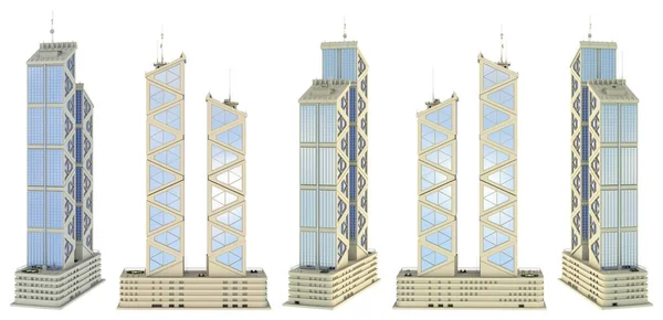 Set Renders Fictional Design Corporate Tall Buildings Two Towers Sky — Stock Photo, Image