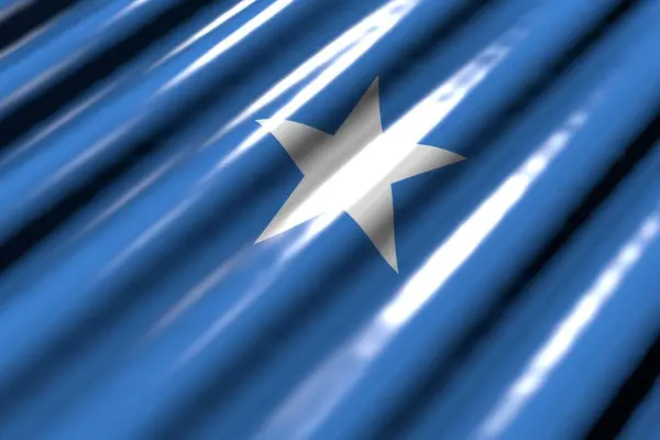 Vacker Lysande Ser Som Plast Flagga Somalia Med Stora Veck — Stockfoto