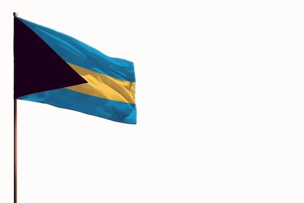 Mávání Bahamy Vlajka Izolované Maketa Místem Pro Váš Text Bílém — Stock fotografie