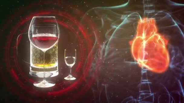 Medizin Animation Herzkrankheiten Von Wodka Und Alkohol — Stockvideo