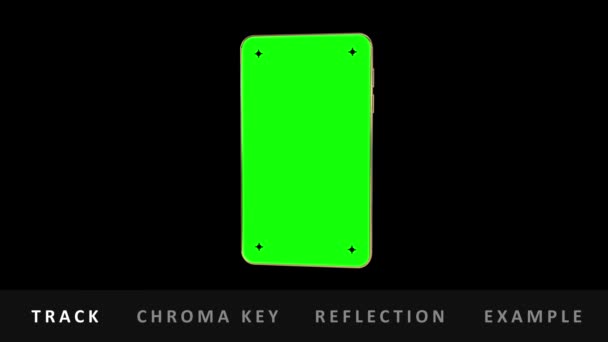 Abstract Roteren Smartphone Geïsoleerd Met Tracking Points Chromakey — Stockvideo
