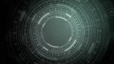 Soyut 3D illüstrasyon - hareket eden hud veya ui dairelerinin canlı modern soyut arka planı, bilimsel kavram