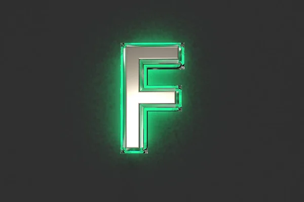 Серебряная Медь Изумрудным Контуром Зеленым Шумным Подсветкой Алфавита Буква Изолирована — стоковое фото