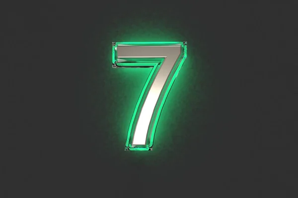 Silver Brassy Emerald Outline Green Noisy Backlight Alphabet Number Isolated — Stock Photo, Image